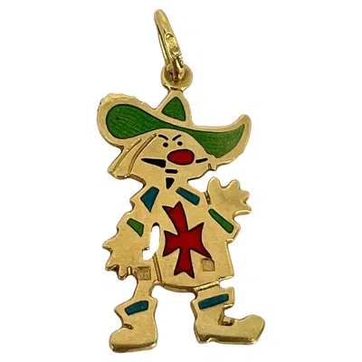 Pre-owned Unoaerre Italian  Muskateer 18k Yellow Gold Enamel Charm Pendant