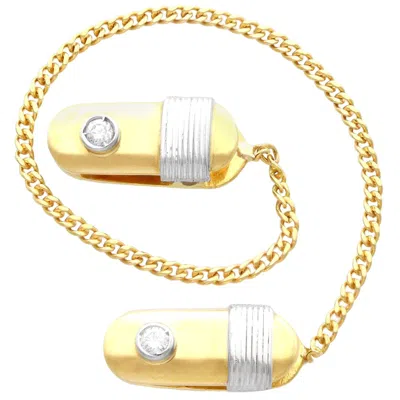 Pre-owned Unoaerre Vintage Italian 0.12ct Diamond And 18k Yellow Gold Tie Clip 1981
