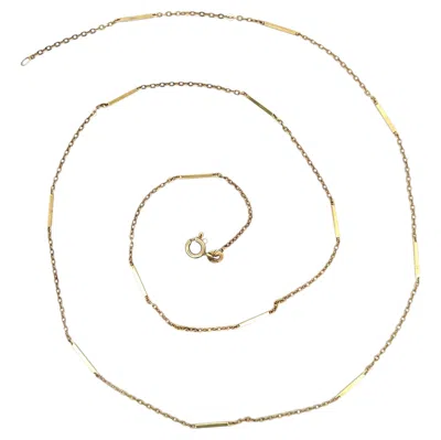 Pre-owned Unoaerre Vintage  14k Yellow Gold 24" Long Bar & Cable Link Chain Necklace