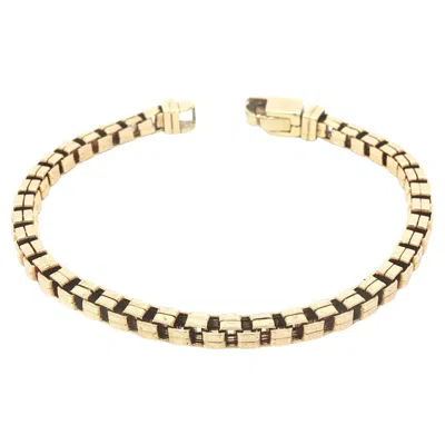 Pre-owned Unoaerre Vintage  9k Yellow Gold 3.8mm Box Link Chain Bracelet Custom Clasp