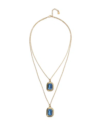 Unode50 18k Gold And Sterling Silver Plated Long With Blue Faceted Crystal Necklace In Purple