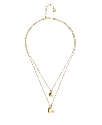 Unode50 18k Gold Double Plated Necklace With Two Hearts In Yellow