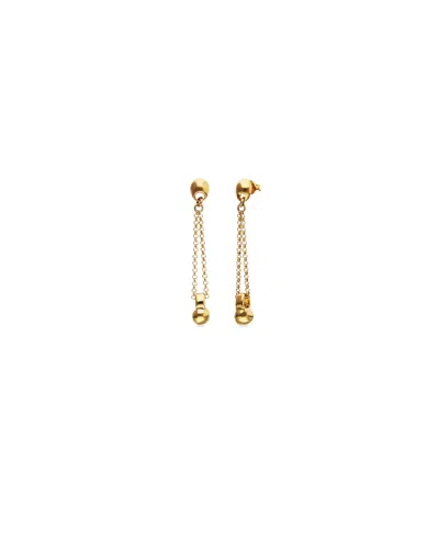 Unode50 18k Gold Metal Alloy Earrings With Long Chain And Ball Detail