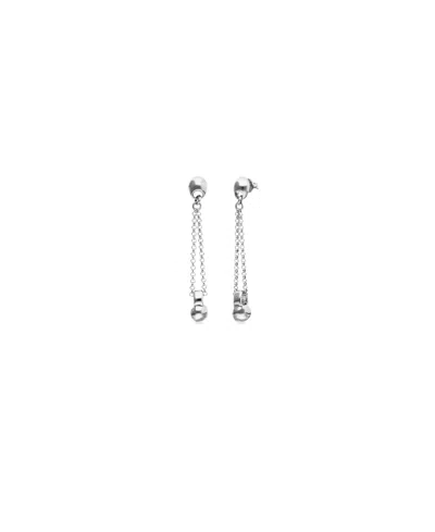 Unode50 18k Gold Metal Alloy Earrings With Long Chain And Ball Detail In Silver
