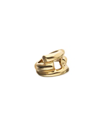 Unode50 18k Gold Plated Alloy Ring In The Shape Of A Tube In Pattern