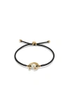 Unode50 18k Gold-plated Black Thread Bracelet With Shell Pearl Accessory. In Black