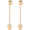Unode50 18k Gold-plated Earrings With Dangling Chain And Small Hearts In Gold