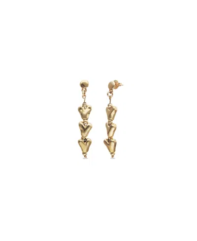 Unode50 18k Gold Plated Heart Shaped Long Earrings
