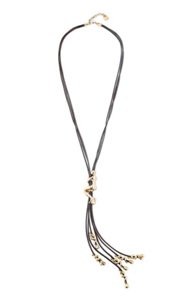 Unode50 18k Gold-plated Leather Cord Long Necklace