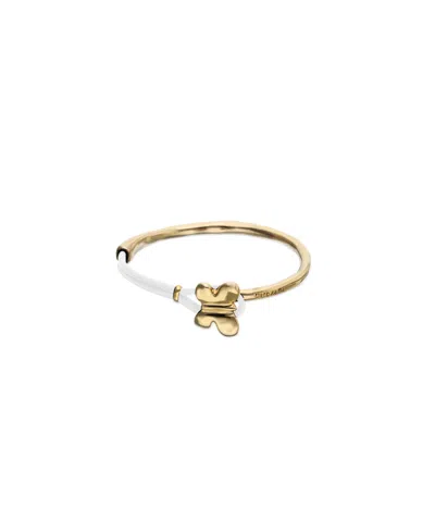 Unode50 18k Gold Plated Leather Threat And Butterfly Semi-rigid Bracelet