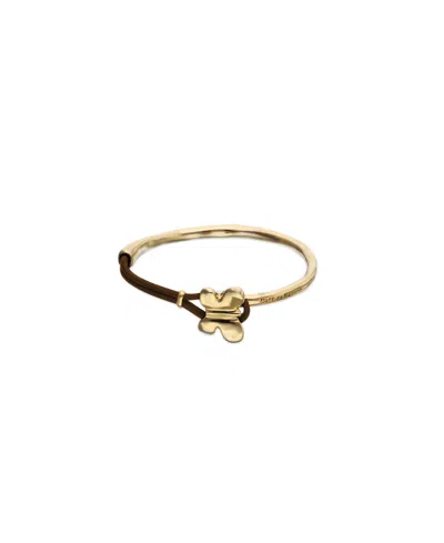 Unode50 18k Gold Plated Leather Threat And Butterfly Semi-rigid Bracelet