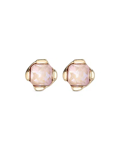 Unode50 18k Gold Plated Metal Alloy Earring With Small Faceted Crystal In Pink Color In Multi
