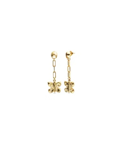 Unode50 18k Gold Plated Metal Alloy Long Butterfly Earrings