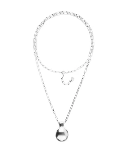 Unode50 18k Gold Plated Metal Alloy Long Necklace With Big Ball In Silver