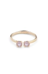 Unode50 18k Gold Plated Metal Alloy Rigid Bracelet, With Inner Spring And Two Pink Faceted Crystals. In Gold