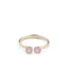 Unode50 18k Gold Plated Metal Alloy Rigid Bracelet With Inner Spring And Two Pink Faceted Crystals
