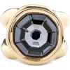 Unode50 18k Gold-plated Ring With Grey Crystal In Gold