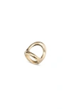 Unode50 18k Gold-plated Ring With Large Central Oval In Metallic