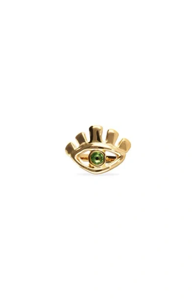 Unode50 18k Gold-plated Eye-shaped Ring With Green Faceted Crystal