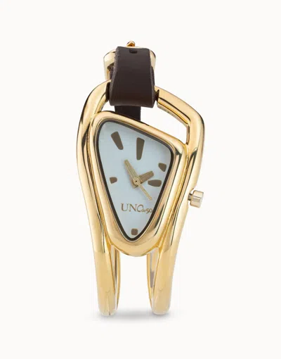 Unode50 18k Gold-plated Leather And Metal Watch