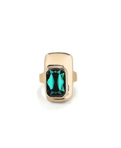 Unode50 18k Gold-plated Metal Alloy Ring With Green Faceted Crystal