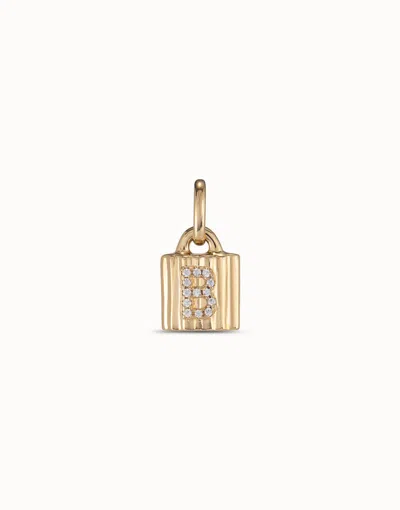 Unode50 18k Gold-plated Padlock Charm With Topaz Letter B In White
