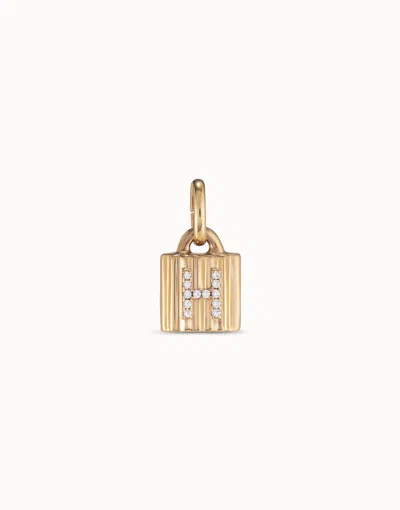 Unode50 18k Gold-plated Padlock Charm With Topaz Letter H