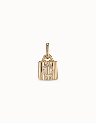 Unode50 18k Gold-plated Padlock Charm With Topaz Letter O