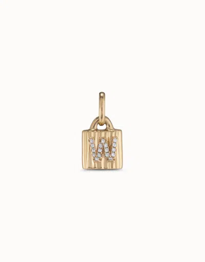 Unode50 18k Gold-plated Padlock Charm With Topaz Letter W In White