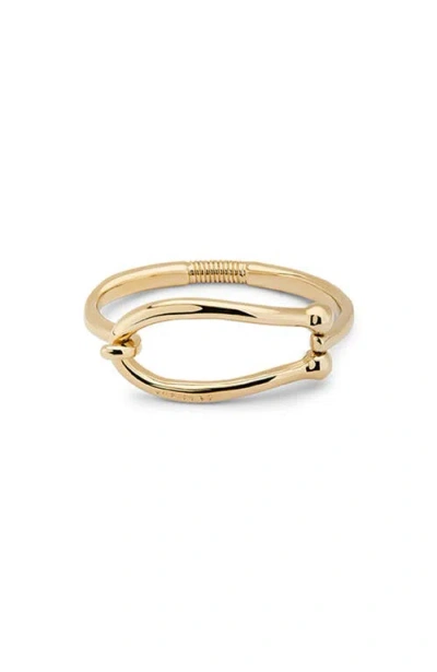 Unode50 18k Gold-plated Rigid Bracelet With Large Link And Inner Spring