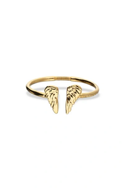 Unode50 18k Gold-plated Rigid Bracelet With Wing Detail At The Ends In Orange