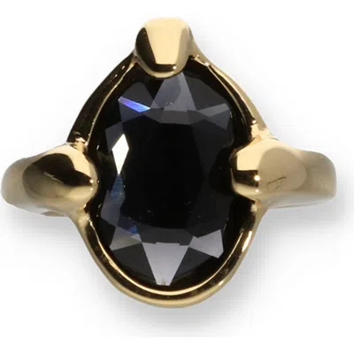 Unode50 18k Gold-plated Ring With Black Faceted Crystal In Multi
