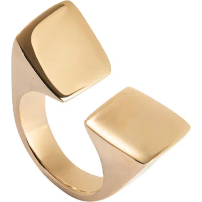 Unode50 18k Gold-plated Ring With Smooth Finish And Square Shape