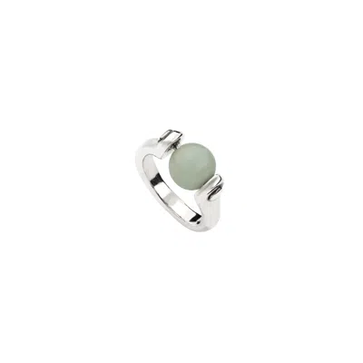 Unode50 Amazonite Halo Round Ring In Metallic