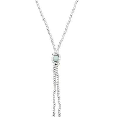 Unode50 Amazonite Moon Pendant Necklace In Silver