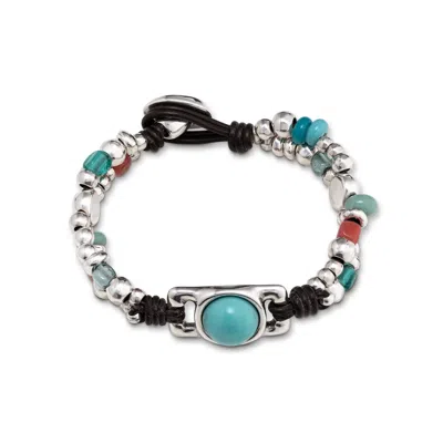 Unode50 Artisan Bead Double Strap Bracelet In Metallic