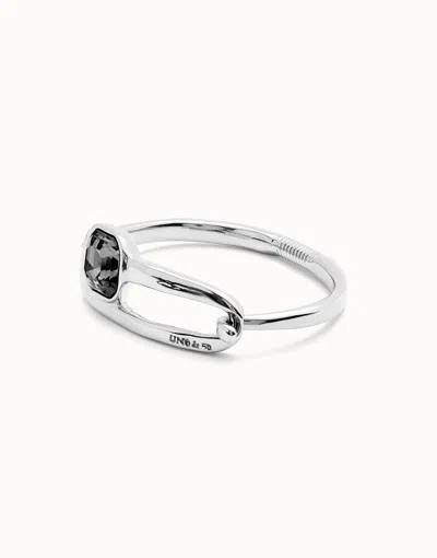 Unode50 Bangle Bracelet With A Black Crystal In Metallic