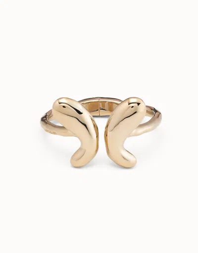 Unode50 Bangle Bracelet  With A Central Butterfly In Gold