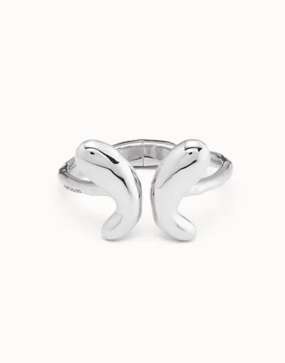 Unode50 Bangle Bracelet  With A Central Butterfly In Silver