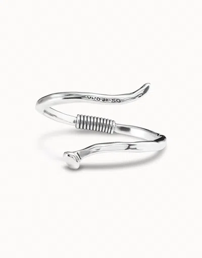 Unode50 Bangle Bracelet With A Spiral-shaped Nail In Silver