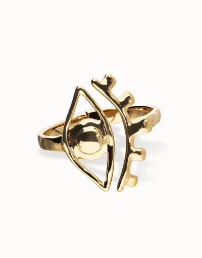 Unode50 Bangle Bracelet With A Striking Central Eye In Gold