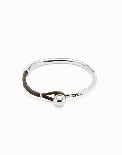 Unode50 Bangle Bracelet With Brown Leather