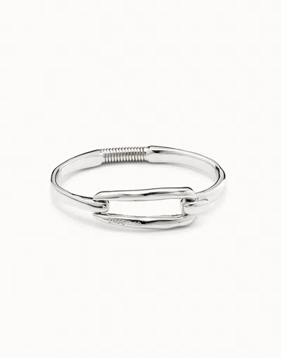 Unode50 Bangle Bracelet With Buckle In Silver