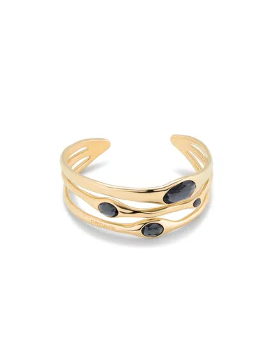 Unode50 Bangle Bracelet With Crystals In Gold