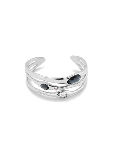 Unode50 Bangle Bracelet With Crystals In Silver