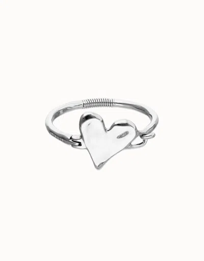 Unode50 Bangle Bracelet With Heart Detail In Silver