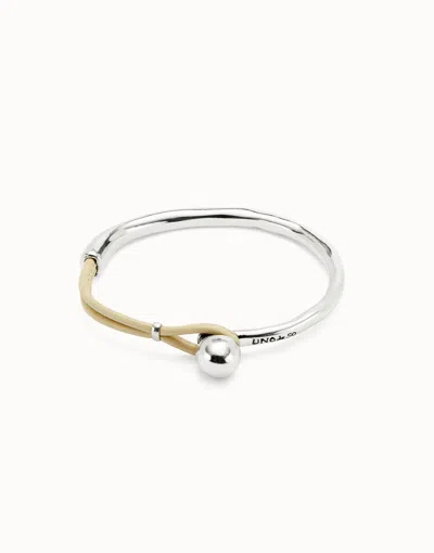 Unode50 Bangle Bracelet With Ivory Leather In White