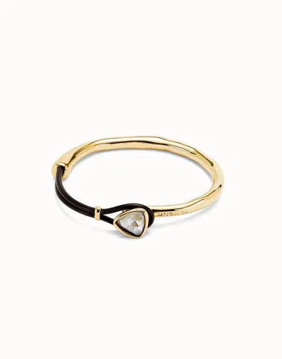 Unode50 Bangle Bracelet With Leather And Multicolor Crystal