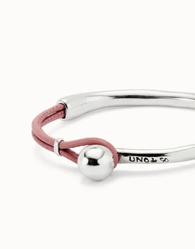 Unode50 Bangle Bracelet With Pink Leather