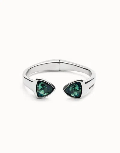 Unode50 Bangle Bracelet With Two Green Crystals